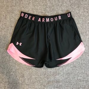 Under Armour Heatgear Black With Pink Trim Ladies Athletic Shorts